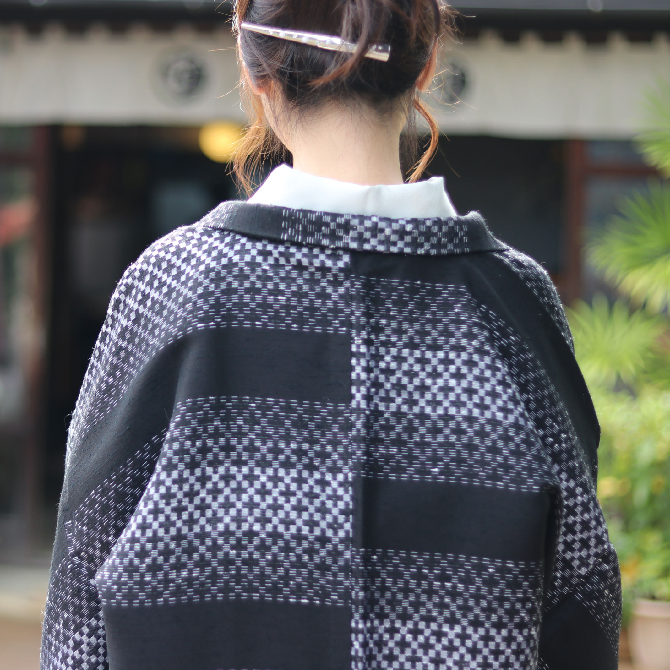 市松紬長羽織2